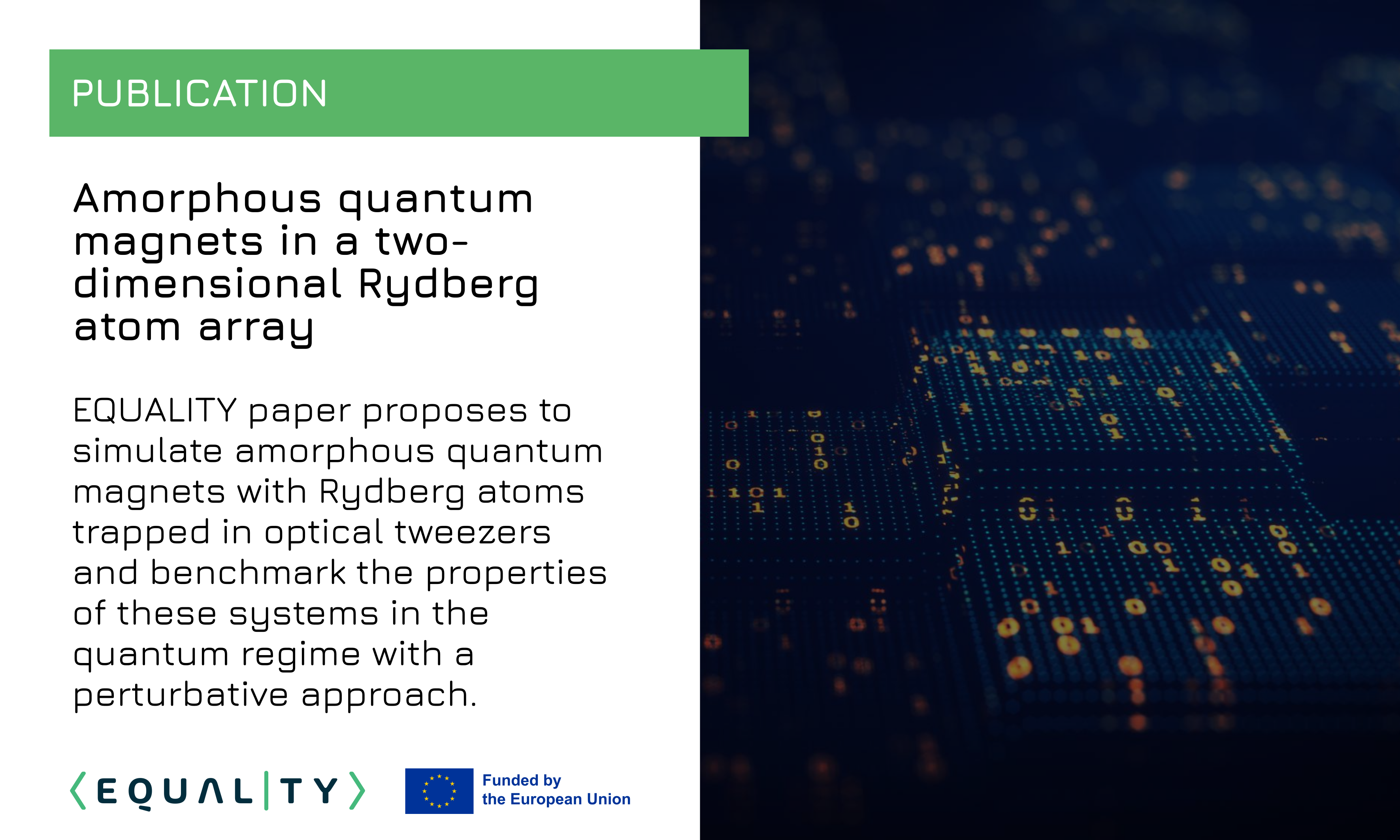 Publication: Amorphous quantum magnets in a two-dimensional Rydberg atom array 